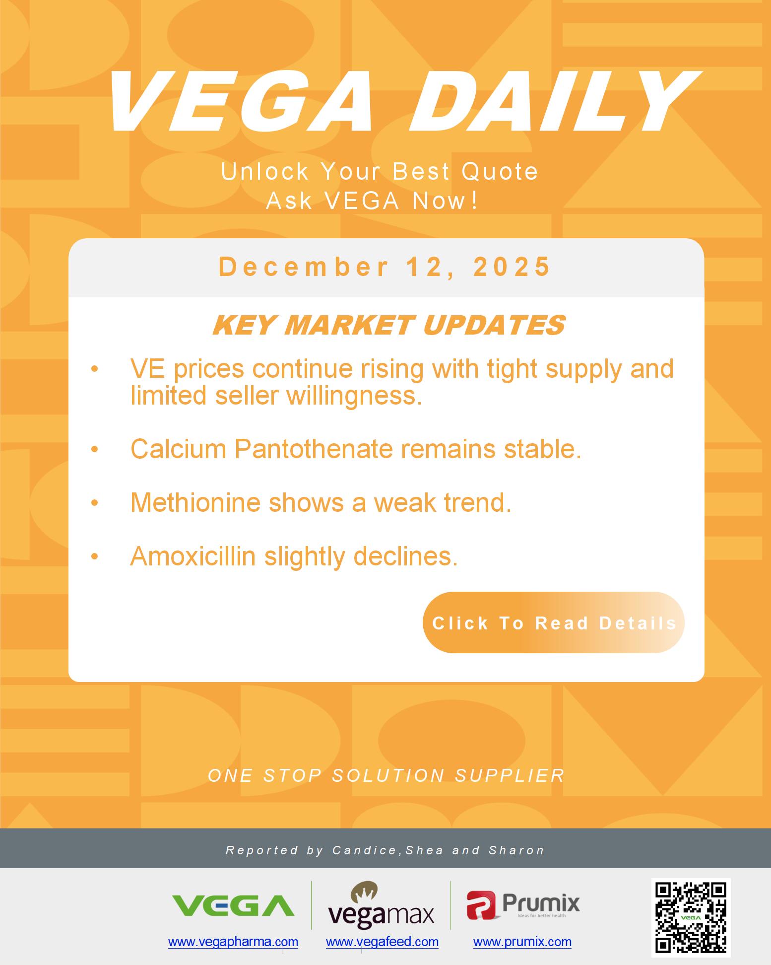 VEGA Daily Dated on December 12th 2025 Vitamin Amino Acid APl Food Additives.jpg